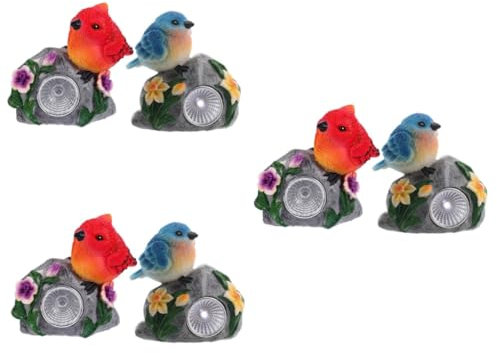 OSALADI 6 STK Vogelharzlampe Geführte Vogelstatue Vogelgartenfiguren Solarleuchten Für Den Garten Im Freien Solar-Garten-vogellicht Wohnkultur Der Vogel Karikatur Eingebaute Batterie