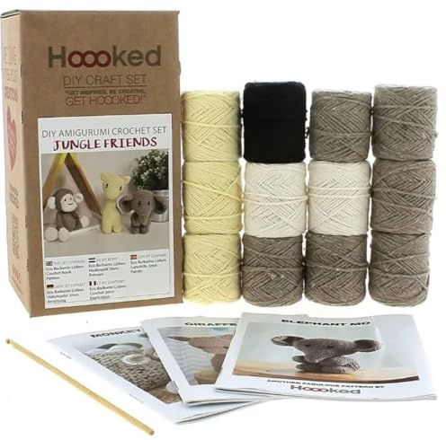 Hoooked DIY Häkelset Jungle Friends - Yarn Craft Kit - Wolle - Gelb - Wolle, Acryl, Baumwolle - 2993046031