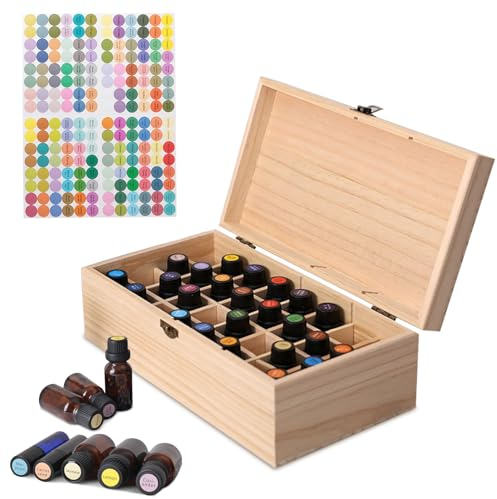 WANDGU Ätherisches Öl Box Holz Aufbewahrungsbox 32 Slots Aromatherapie Öle Flaschen, Multifunktions Aufbewahrungsbox, Tragbar Ätherische Öle Holzbox für Ätherische Öle und Duftöle