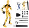 Starnearby Titan 13 Action Figure, T13 Action Figure 20cm Assembly Completed Dummy 13 3D Printed Body Movable Lucky 13 Action Figure 6 Weapons Set 3 Hands Sets Present for Kids Adults (20CM Gold)