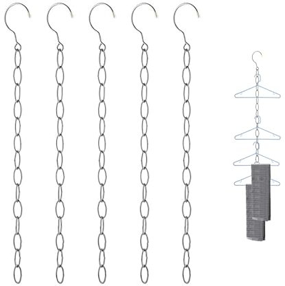 5-teilige Kleiderbügelkette, Kleiderbügelaufbewahrung, mehrere Kleiderbügel, um Platz zu sparen, platzsparende Kleiderbügel, Platz für Kleiderbügel im Schrank