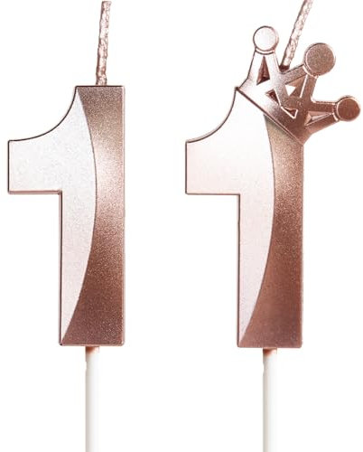 Yiran 11er Pack 3D Roségold Geburtstagskerzen mit Krone, 5cm, Aluminium, Unparfümiert, Hochzeit, Geburtstag, Jubiläum, Indoor, Ornate, Novelty Candle, Kerze