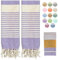 MOMOMUS Pack von 2 Fouta XL oder Strandhandtuch Baumwolle 100% - Saugfähig, Ultraweich, Kompakt - Ideal als Strandtuch, Hamamtuch und Saunahandtuch - Lila, 90x180cm