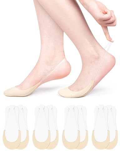 Becellen 4 Paar Füßlinge Damen, No Show Ballerina Socken Atmungsaktiv Halbsocken für Sling Back Heels