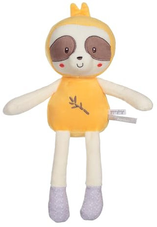 Gipsy Toys – Carre Doudou Paresseux – Gamme « Bamboo » - 24 CM S/Carte – Jaune Marron– 1ER Age