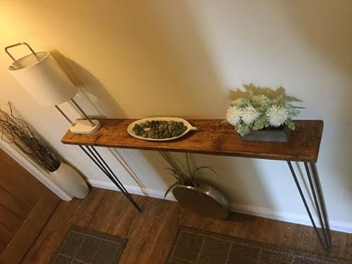 Urban Reclamation Buttermere Rustic Console Table with Hairpin Legs | Reclaimed Scaffold Board Hallway Table | Handmade Radiator Cover Made from Solid Wood (Tudor Oak, 160cm)