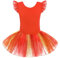 Arshiner Kinder Ballettkleidung Schleifen Mädchen Paillette Ballettkleid Kurzarm Ballettanzug mit Glänzender Tutu-Rock Ballerina-Outfits Orange 150