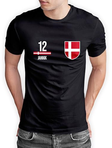 True Statements Dänmark T-Shirt „WM 2026“ Danmark Trikot Fußball Shirt Herren Damen Unisex Weltmeisterschaft - personalisiert mit Zahl & Namen - Fanartikel Fan - Outfit, EU-Größen S bis 5XL