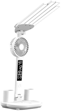 Sharplace Reading Light Table Lamp Decor Practical Eye Protection Foldable with Fan with Pen Holder Multiuse Bedside Light Study Light