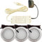 Lichtfaktor24 3er Set LED Möbel Einbauleuchten Edelstahl Gebürstet superflach 3W warmweiß 3000K 180lm 12V mit 15W LED Trafo 230V Zuleitung. LED Spots für das Wohnzimmer, Küche oder Bad.