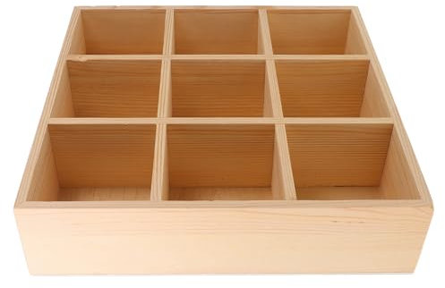 Ciieeo Serviertablett Aus Holz Geteilte Servierplatte Teebeutelbox Organizer-Tablett Mit 9 Fächern Serviertablett Für Snacks Süßigkeiten Sushi-Platte Kleine Schattenbox-Vitrine