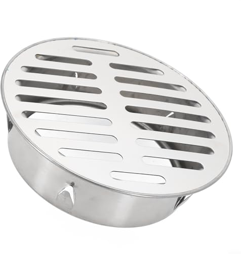 URPIZY Edelstahl Bodenablauf Drainagegitter mit Anti-Blockiersystem, Modernes Design, Hohl, Gebürstet, Silber, 125 mm