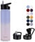 MURBONE Gourde en Acier Inoxydable 750ml(+2 Bouchons) avec Paille Amovible,Bouteille Isotherme Sans BPA Thermos Double Paroi Sous Vide Étanche,anti-fuite,pour le Sport et Voyage