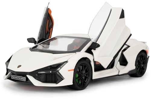 Lamborghini Reventon Toy Car, 1/24 Model with Sound, Light and Pullback Function, Collectible Gift for Children (White)