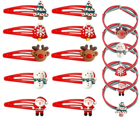 15 Stück Weihnachten Haarschmuck, Haarschmuck Haarspangen Weihnachten Glitter Weihnachts Haarspangen, Weihnachts Deko Haar Accessoires Rentier Spangen Haarnadeln Haarreif