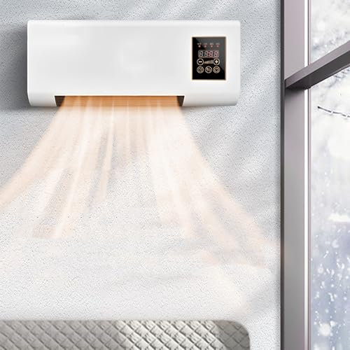 16 degrees Wall Mounted Blowing wind Heating AC Unit - Portable fan 2000W with Remote Control for Home Office Bedroom, Intelligent Timing Feature,No refrigeration