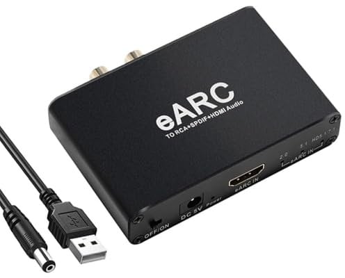 MINLIU eArc to RCA+SPDlF+HDMl Audio Converter, RcA 3.5mm Audio Adapter, HD 5.1 and HD 7.1 Channel, ARC Audio Return, 24bit/192KHz Audio Sampling Rate, Supports eARC and ARC Inputs for Home Theatre