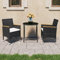 Brokky 3-TLG. Bistro-Set Poly Rattan und Hartglas Schwarz Höhenverstellbar Rattan Look Outdoor Terrasse Balkon Gartenmöbel Korbsessel