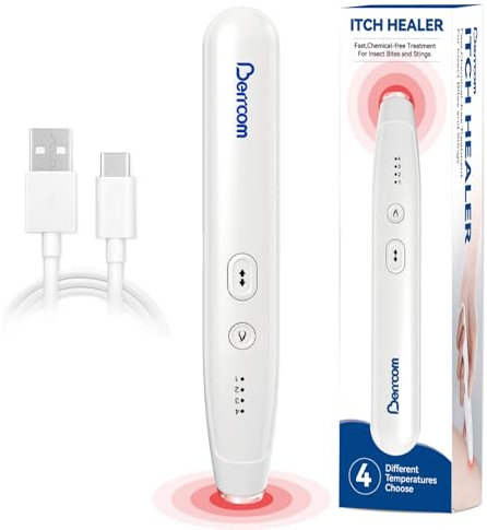 Berrcom Insektenstichheiler Elektrisch Wiederaufladbar ohne Chemische Stoffe Elektro Stichheiler gegen Juckreiz & Schwellungen bei Insektenstichen Handlich