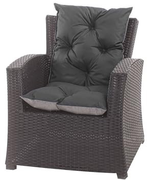 Setgarden® Gartenstuhlauflagen Hochlehner Extra Dicke Loungekissen Sitzkissen für Stuhl extra Komfort Kissen für Gartensessel aus Sessel Polyrattan (Anthrazit, Stuhlkissen 1 Stück)