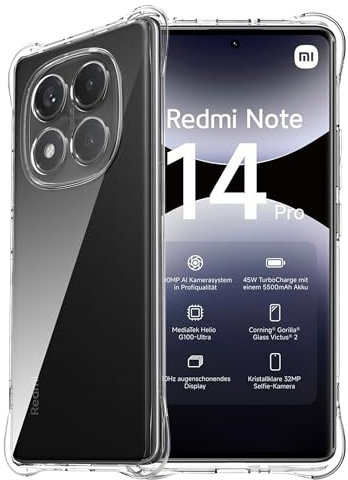 FDHYFGDY Funda para Xiaomi Redmi Note 14 Pro 4G, Funda Transparente a Prueba de Golpes de TPU para teléfono móvil, Funda de Silicona Suave y Delgada