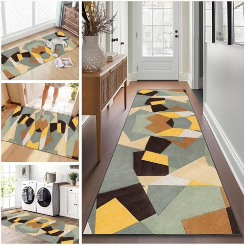Alfombra de Pasillo Alfombra Corredor Antideslizante Larga 70 x 400 cm Alfombra Entrada Alfombra para Pasillo Cocina Absorbente Lavable Alfombra Salon de Habitacion Tapete Corredor para Lavadero