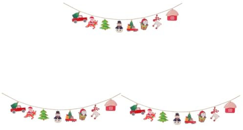 Cabilock 3 Sätze Weihnachtsbanner für zu Hause weihnachtsdeko büro Dekoration Holzdekoration dekoweihnachten Weihnachtsbaum Girlande weihnachtsbanner zum aufhängen Party-Banner Hanfseil