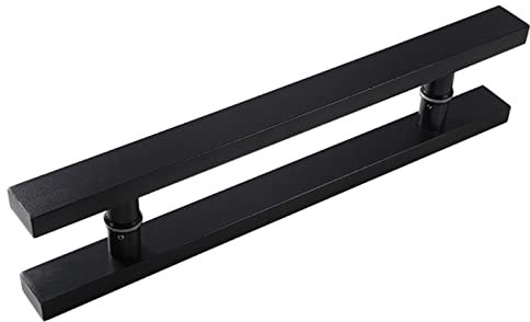ADHROENCM Quadratischer Schiebetürgriff für den Eingang, Moderne Push-Pull-Türgriffe aus Stahl mit Beschlägen, für den Einsatz an Glas-/Holztüren im Innen- und Außenbereich/30 cm