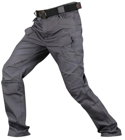 uxxnjfg Pantalon Cargo Homme Militaire Travail Grande Taille Pantalon Chino Homme Randonnée Multipoches Stretch Sportswear Slim Chantier Militaire Jogging Chasse Imperméable Survêtement Gray XL