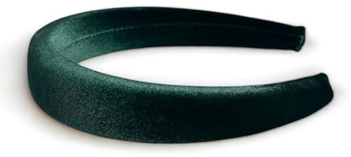 Cerchietto capelli donna elegante, cerchietto bombato in velluto con bombatura da 1 cm, accessorio chic e confortevole per ogni occasione (Verde, Bombatura 1 Cm)