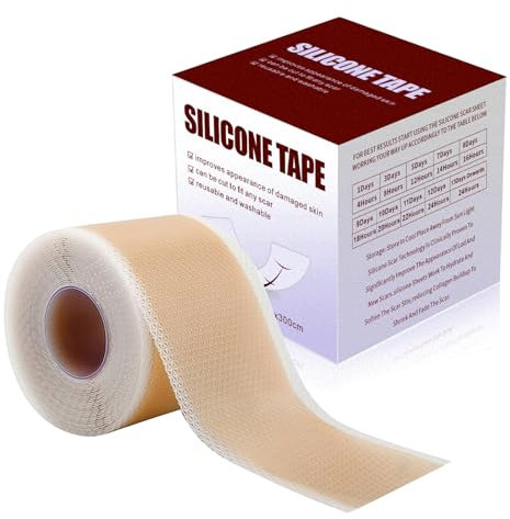 Rotolo di nastro per cicatrici in silicone, fogli di silicone riutilizzabili, nastro in silicone per cesarei, ustioni, cicatrici chirurgiche(4CMx300CM Rotolo)