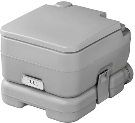 Tragbare Campingtoilette mit 10L Fäkalientank und 10L Frischwassertank - Mobile Camping WC mit Spülpumpe, Deckel, Abnehmbarer Sitzfläche, ideal für Zelt & Wohnwagen