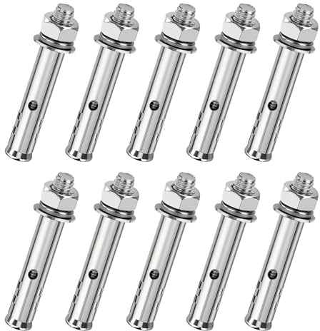 Songella Bulloni di Espansione Viti di Espansione in Acciaio Inox M8*80mm Bulloni di Ancoraggio Esagonali per Decorazione di Interni 10 Pezzi