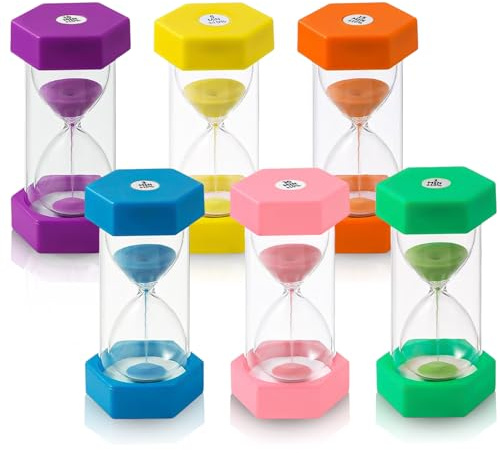 6 Stück Bunter Sanduhren für Kinder, Sanduhren Set für Kinder, 1/3/5/10/15/30 Minuten, Farbtimer, Geeignet für Küche, Zuhause, Kinderleben, Lernen, Spieltimer, Kreative Geschenke