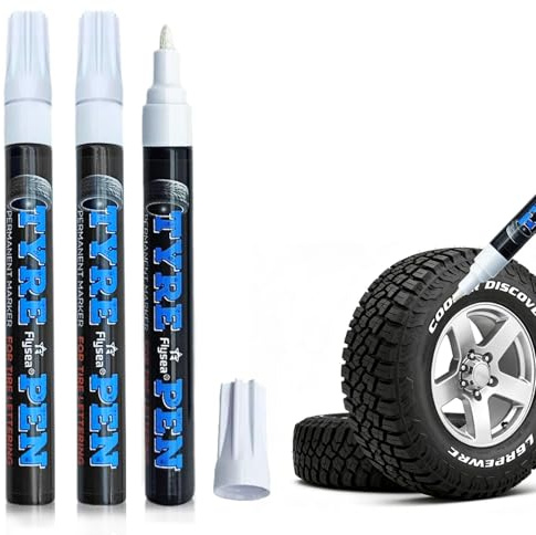 Werownsgso 3 Stück Auto Reifen Stift Weiß Wasserfest Auto Reifenmarker Reifen Lackstifte Hohe Kapazität für DIY Reifen Geeignet für Autos und Motorräder