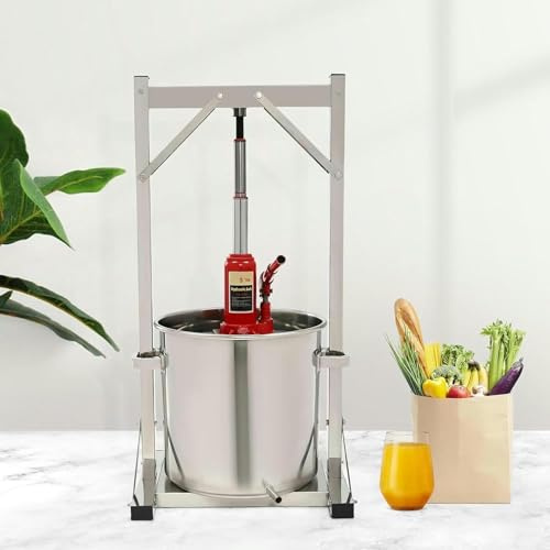 Hydraulische Obstpresse 22L Edelstahl mit Wagenheber - Professioneller Apfelwein Saftbereiter für Heimbrauen von Trauben Beeren Gemüse