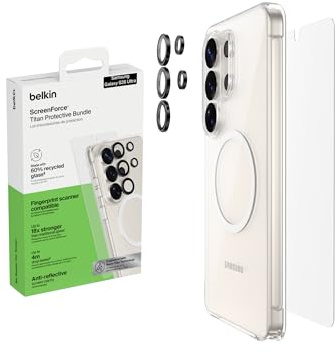 Belkin ScreenForce Titan 3 in 1 Handyhülle für Samsung Galaxy S26 Ultra, Kratzfeste Schutzfolie und Anti-Reflex Kameraschutz, Folie und stoßfeste Hülle mit Aufprallschutz bei Aufprall aus 4 m Höhe