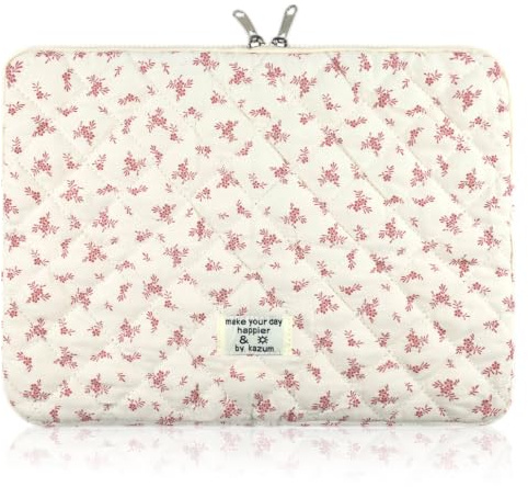 Tyafzzn Puffy Laptop Hülle 14 Zoll, Blumenmuster, Aesthetic Stil, kompatibel mit MacBook Air/Pro Retina 13-13,3 Zoll und MacBook Pro 14 Zoll