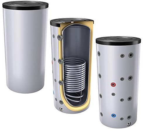 400L Pufferspeicher/Heizungsspeicher - Warmwasserspeicher für Heizungswasser, mit 1 Wärmetauscher (auch als Solarspeicher geeignet), inkl. Isolierung. Für Trinkwasser siehe emaillierte EWS8B Reihe.