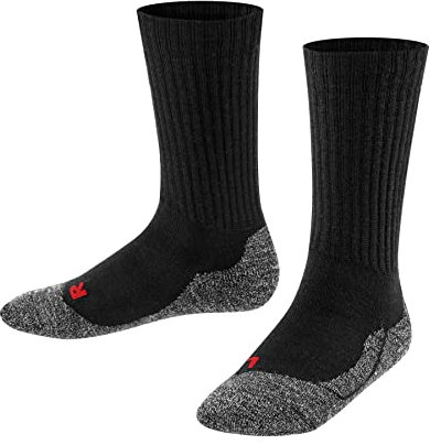 FALKE Unisex Kinder Socken Active Warm K So Wolle Funktionsmaterial dick atmungsaktiv einfarbig 1 Paar, Schwarz Black 3000, 31-34