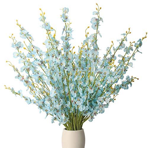 BOMAROLAN Künstliche Orchidee aus Seide, künstliche tanzende Dame, Orchideenstiele, Blume, 10 Stück, fühlt sich echt an, für Hochzeit, Zuhause, Büro, Party, Terrasse, festliche Einrichtung (blau)