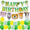 MAKFORT Kindergeburtstag Deko Happy Birthday Girlande und lustig Tier Folienballons Konfetti Luftballons Grün für Kindergarten Dekoration Urwald Party Geburtstag Mädchen Junge