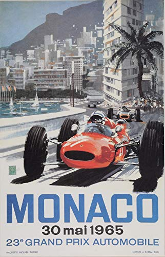 Unbekannt Grand Prix Monaco 1965 Poster, Poster, Format 50 x 70 cm, Papier, 300 gR (Shop: Display evintage.fr.)
