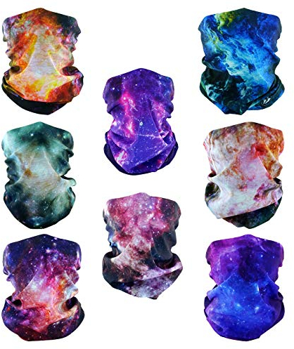 SMEHCF 8 Multifunktionstuch Gesichtsmaske Motorradmaske Sportmaske Sturmmaske Maske Halsmanschette Schal Bandana für Damen Herren Nebel Galaxie Star Milchstraße Universum Weltraum Supernova Mond