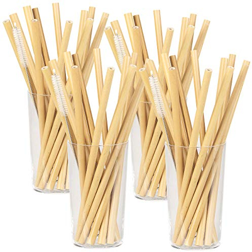 48 grandes pailles en bambou 22 cm réutilisables avec brosse de nettoyage [Rosenstein & Söhne]