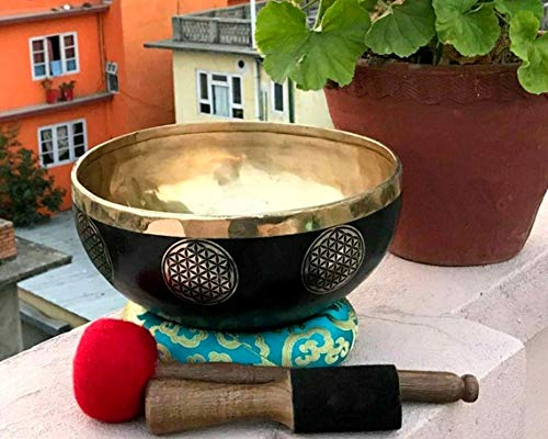 Klangschale Nepal - 28 cm Blume des Lebens Klangschalen - Nepalesische Klangheilung Meditationsschalen