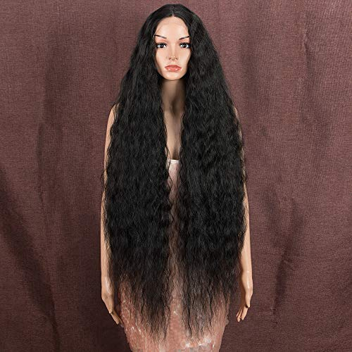Style Icon Lace Front Perücken Perücken 100cm lang gewellt Synthetische Perücken für Frauen Low Medium Part Hitzebeständige Fasern Lace Front (Black)