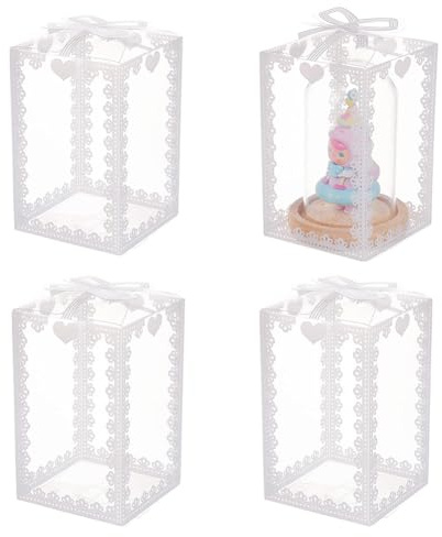 BENECREAT 24PCS Cajas Transparentes de Plástico con Patrón de Bowknot Cajas PVC Rectangulares de Regalo 14x9x9cm para Envoltura de Regalo, Chocolate y Caramelo