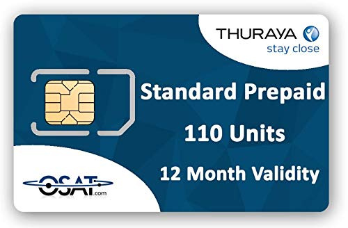 Thuraya Carte SIM Standard pour téléphone Satellite avec 110 unités