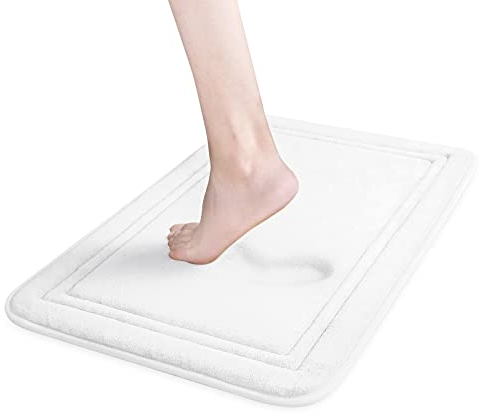 ITSOFT Badematte Memory Schaum; rutschfest, Superweich & Waschbar; Perfekt für Ihr Badezimmer (Weiß, 79x51 cm)